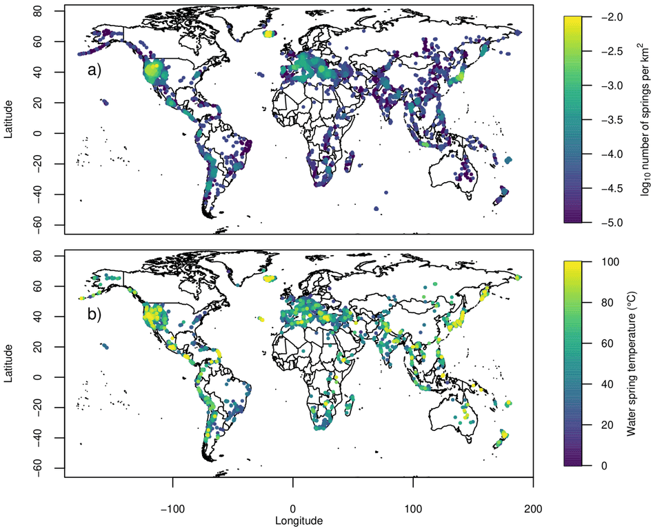 Distribuzione geografica sorgenti geotermali